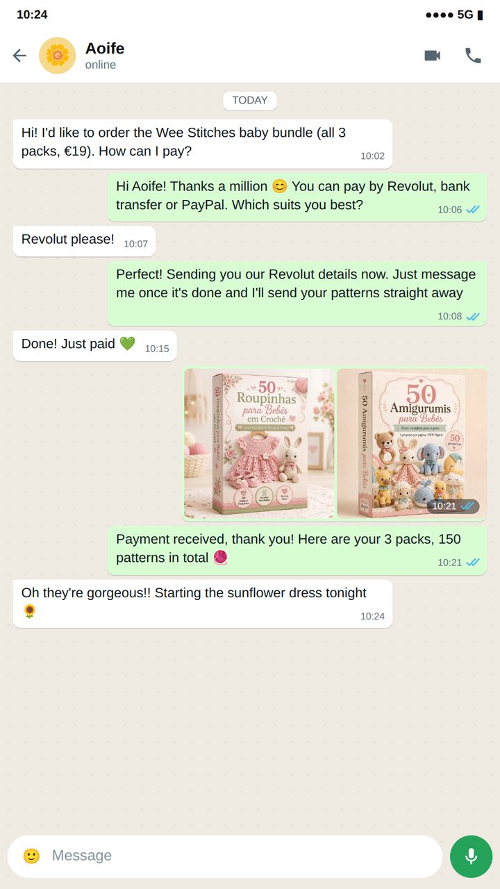 WhatsApp message from a customer