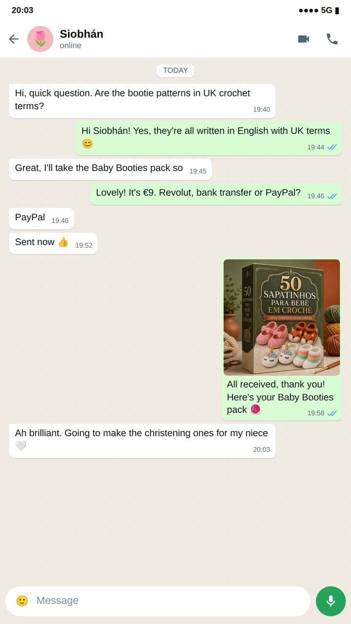 WhatsApp message from a customer